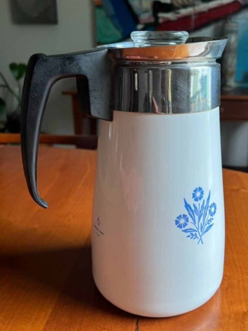Vintage Corning Ware Blue Cornflower Stovetop Coffee Percolator - Picture 2 of 13